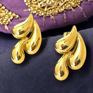 🆕️ 18K Gold Plated Stainless Steel Drop Earrings - Unique Teardrop Design✨